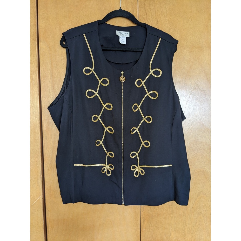 Vintage The Avenue Collection Black Gold Hussar Vest Military Embroidered Plus22